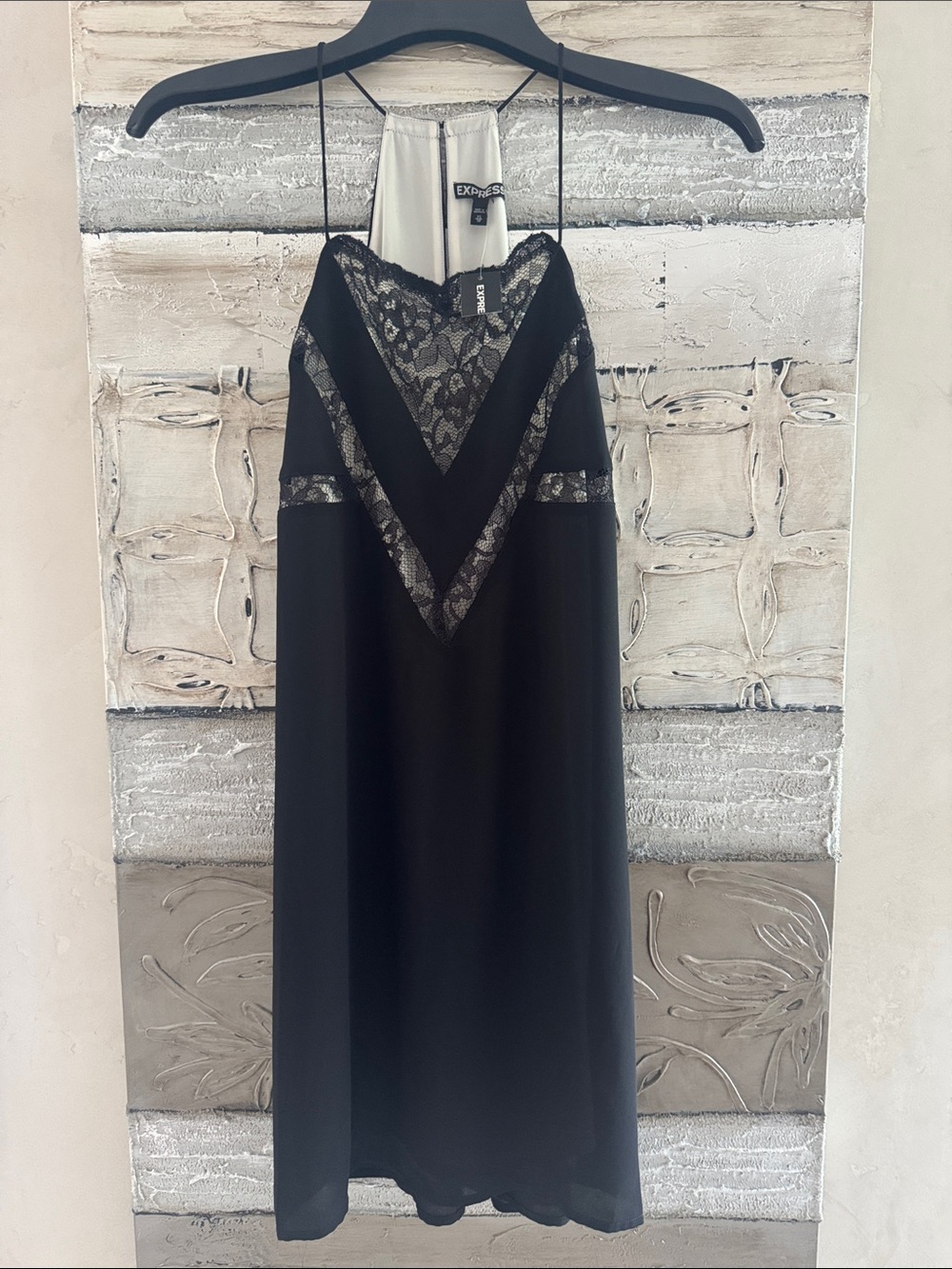 Express Black Lace-Trim Strapless Slip Dress